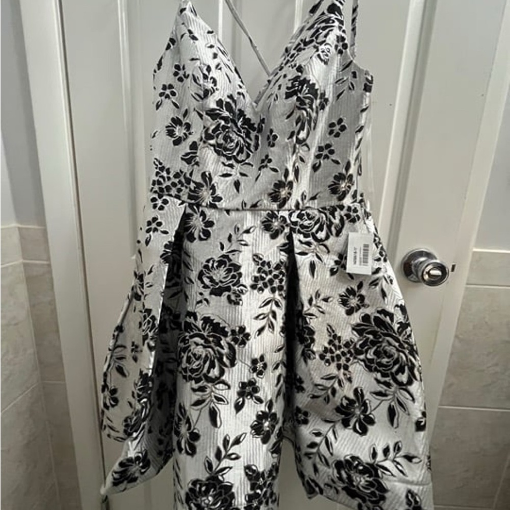 B. Darlin Black and Silver Women's Evening Cocktail Dress